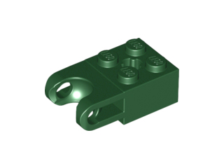 Technic Brick Special 2 x 2 with Ball Socket Wide and Axle Hole in Dark Green