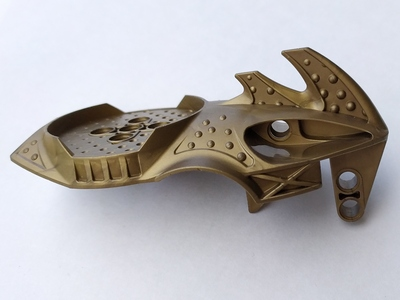 Large Figure Head Visorak with 7 Pin Holes and Axle Hole (Vohtarak) in Flat Dark Gold