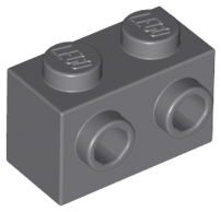Brick Special 1 x 2 with 2 Studs on 1 Side in Dark Bluish Gray