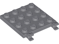 Plate Special 4 x 4 with Clips Horizontal (thick open O clips) in Dark Bluish Gray