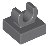 Tile Special 1 x 1 with Clip with Rounded Edges in Dark Bluish Gray