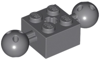 Technic Brick Special 2 x 2 with 10.2mm Balls with Holes and Axle Hole in Dark Bluish Gray