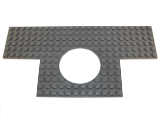 Plate Special 12 x 24 with 6 x 6 Square Cutouts at 2 Corners and 6 x 6 Round Cutout in Dark Bluish Gray