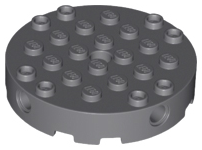 Brick Round 6 x 6 with 4 Side Pin Holes and Center Hole in Dark Bluish Gray