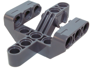 Technic Beam 5 x 5 x 2 Perpendicular Fork 3 Fingers in Dark Bluish Gray