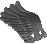 Creature Body Part, Wing 4 x 7 Left with Feathers and Handles for Clips in Dark Bluish Gray