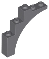 Brick Arch 1 x 5 x 4 [Continuous Bow, Raised Underside Cross Supports] in Dark Bluish Gray