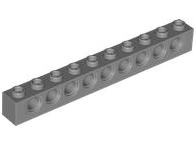 Technic Brick 1 x 10 [9 Pin Holes] in Dark Bluish Gray