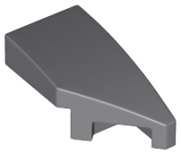 Brick Wedged, Curved 2 x 1 with Stud Notch Right in Dark Bluish Gray