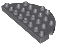 Duplo Plate Round 4 x 8 Semi-Circle in Dark Bluish Gray