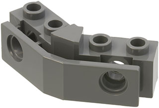 Technic Brick 1 x 2 - 1 x 2 Angled with Bumper Holder [Closed Front] in Dark Bluish Gray
