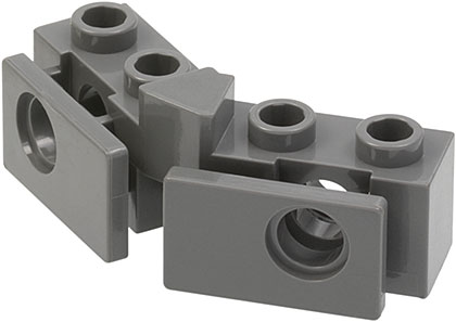 Technic Brick 1 x 2 - 1 x 2 Angled with Bumper Holder [Open Front] in Dark Bluish Gray