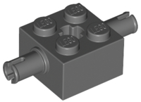 Brick Special 2 x 2 with 2 Pins and Axle Hole in Dark Bluish Gray