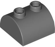 Brick Curved 2 x 2, Two Top Studs in Dark Bluish Gray