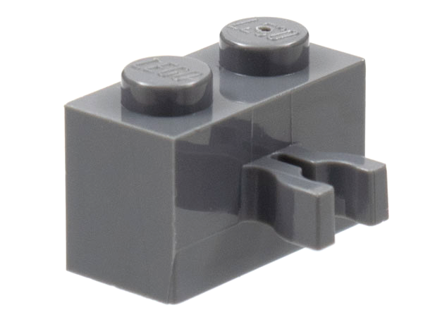 Brick Special 1 x 2 with Vertical Clip [Thick U Clip] in Dark Bluish Gray