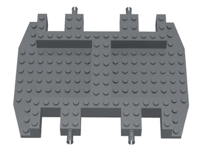 Vehicle Base 12 x 18 x 1 1/3, Recessed Surface, Cutouts, Wedged Front in Dark Bluish Gray