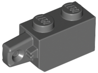 Hinge Brick 1 x 2 Locking with 1 Finger Vertical End in Dark Bluish Gray