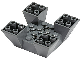 Brick Sloped Inverted 65° 6 x 6 x 2 Quad with Cutouts in Dark Bluish Gray