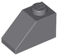 Brick Sloped 45° 2 x 1 with Bottom Pin in Dark Bluish Gray