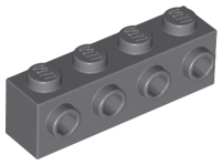Brick Special 1 x 4 with 4 Studs on One Side in Dark Bluish Gray