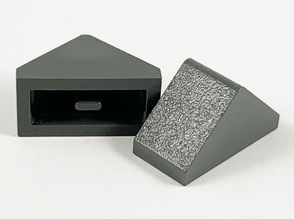 Brick Sloped 45° 2 x 1 Double with Ovoid Bottom Pin in Dark Bluish Gray