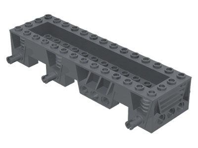 Vehicle Base 4 x 14 x 2 1/3, 2 x 12 Recessed Center, Pins, Pin Holes in Dark Bluish Gray