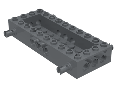 Vehicle Base 4 x 10 x 1 1/3 with 8 x 2 Recessed Center [4 Pins / Technic Holes] in Dark Bluish Gray