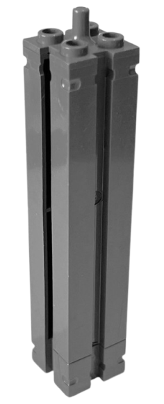 Support 2 x 2 x 8 with Grooves, Smooth On All Sides, Top Peg in Dark Bluish Gray