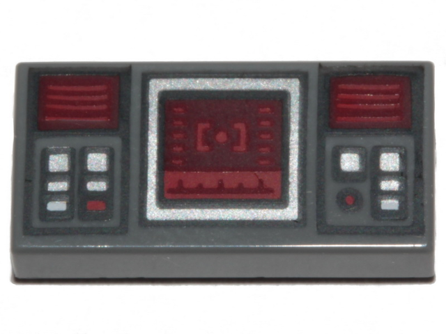 Tile 1 x 2 with Controls print in Dark Bluish Gray