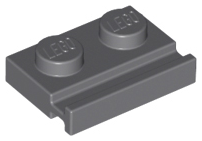 Plate Special 1 x 2 with Door Rail in Dark Bluish Gray