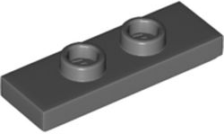 Plate Special 1 x 3 with 2 Studs with Groove and Inside Stud Holder (Jumper) in Dark Bluish Gray