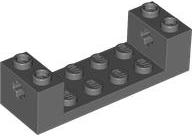 Brick Special 2 x 6 x 1 1/3 with Axle Holes and 2 x 4 Recessed, Ridges at Underside in Dark Bluish Gray