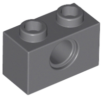Technic Brick 1 x 2 [1 Pin Hole] in Dark Bluish Gray