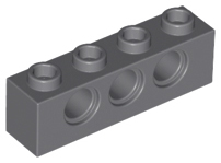 Technic Brick 1 x 4 [3 Pin Holes] in Dark Bluish Gray