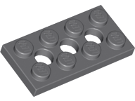 Technic Plate 2 x 4 [3 Holes] in Dark Bluish Gray