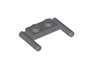 Plate Special 1 x 2 with Handles [Flat Ends / Low Attachment] in Dark Bluish Gray