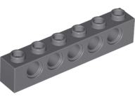 Technic Brick 1 x 6 [5 Pin Holes] in Dark Bluish Gray
