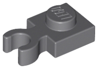 Plate Special 1 x 1 with Clip Vertical [Thick Open O Clip] in Dark Bluish Gray