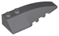Brick Wedged, Curved 6 x 2 Right, Inner Ridges in Dark Bluish Gray