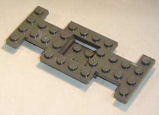 Vehicle Base 4 x 10 x 2/3 with 2 x 2 Recessed Center with Smooth Underside, 1 x 2 Cutouts, No Center Hole in Dark Bluish Gray