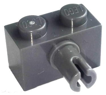 Brick Special 1 x 2 with Pin - Bottom Stud Holder in Dark Bluish Gray