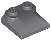 Brick Curved 2 x 2 x 2/3 Two Studs and Curved Slope End in Dark Bluish Gray