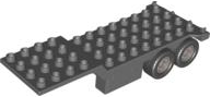 Duplo Trailer, Four Rear Wheels, Elevated Front End, 4 x 12 Studs with Gate Hinge in Dark Bluish Gray