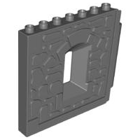 Duplo Building Wall 1 x 8 x 8 with Window Opening - Castle in Dark Bluish Gray