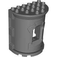 Duplo Building Wall, 4 x 6 x 6 Curved Turret (Castle) in Dark Bluish Gray