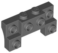 Brick Special 2 x 4 - 1 x 4 with 2 Recessed Studs and Thick Side Arches in Dark Bluish Gray