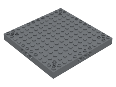 Brick Special 12 x 12 with 3 Pin Holes on Each Side and Axle Holes in Corners in Dark Bluish Gray