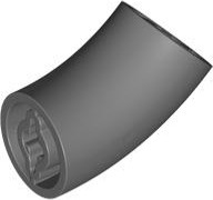 Brick Round 2 x 2 D. Tube with 45° Elbow and Axle Holes (Crossholes) at Each End [LONG] in Dark Bluish Gray