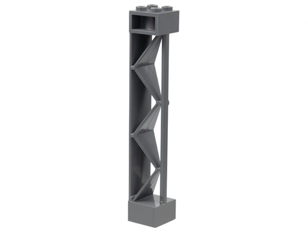 Support 2 x 2 x 10 Girder Triangular Vertical - Type 2 - Open Side Top, 1 Post & 1 Panel in Dark Bluish Gray