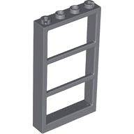 Window 1 x 4 x 6 Frame with 3 Panes in Dark Bluish Gray